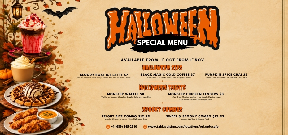 special menu for halloween day in orlando cafe
